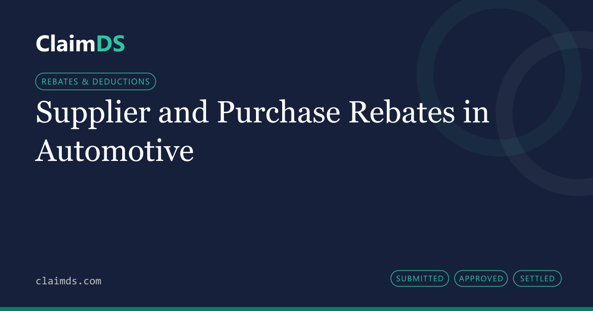 ClaimDS article banner: Supplier and Purchase Rebates in Automotive