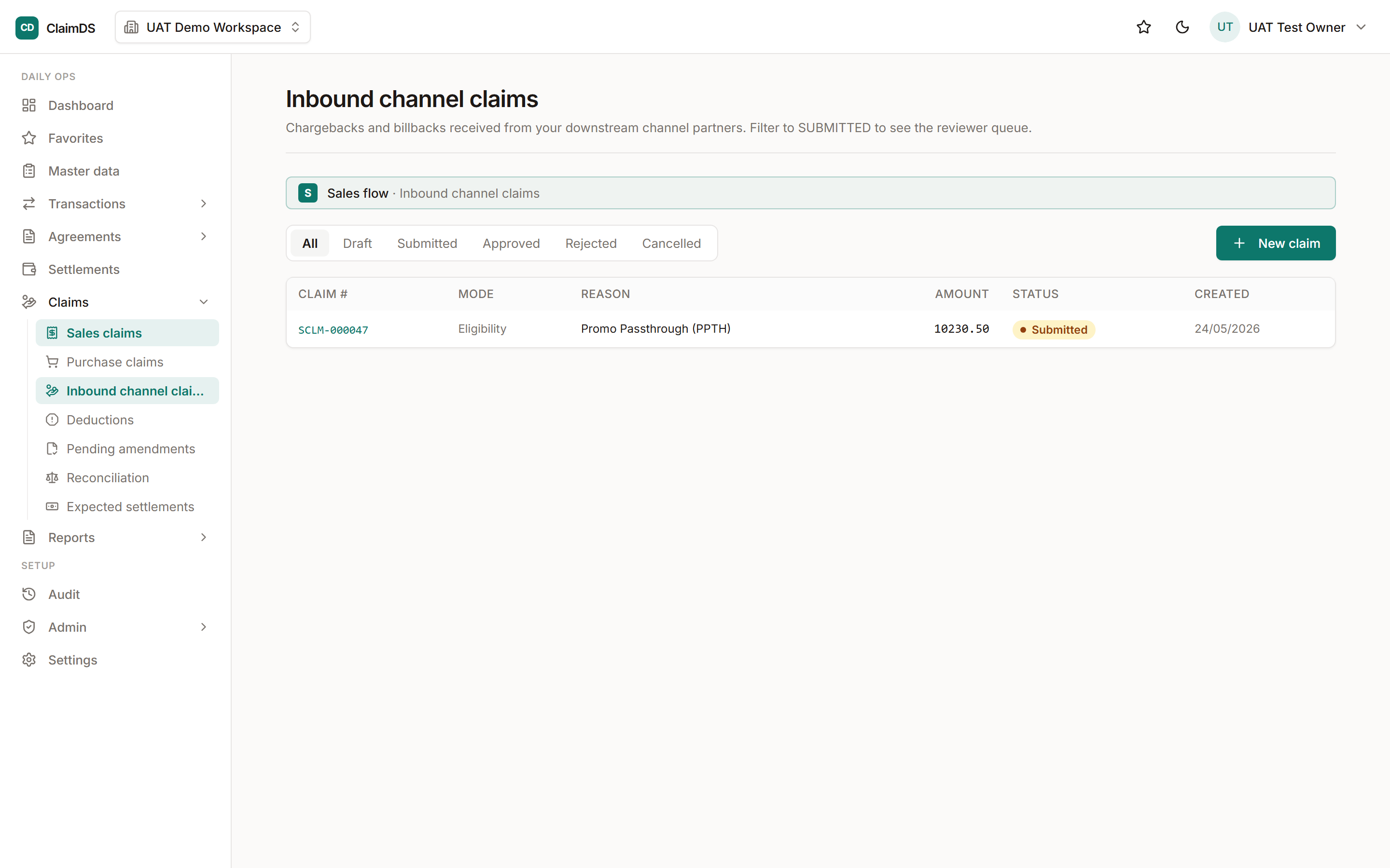 Inbound claims in ClaimDS.