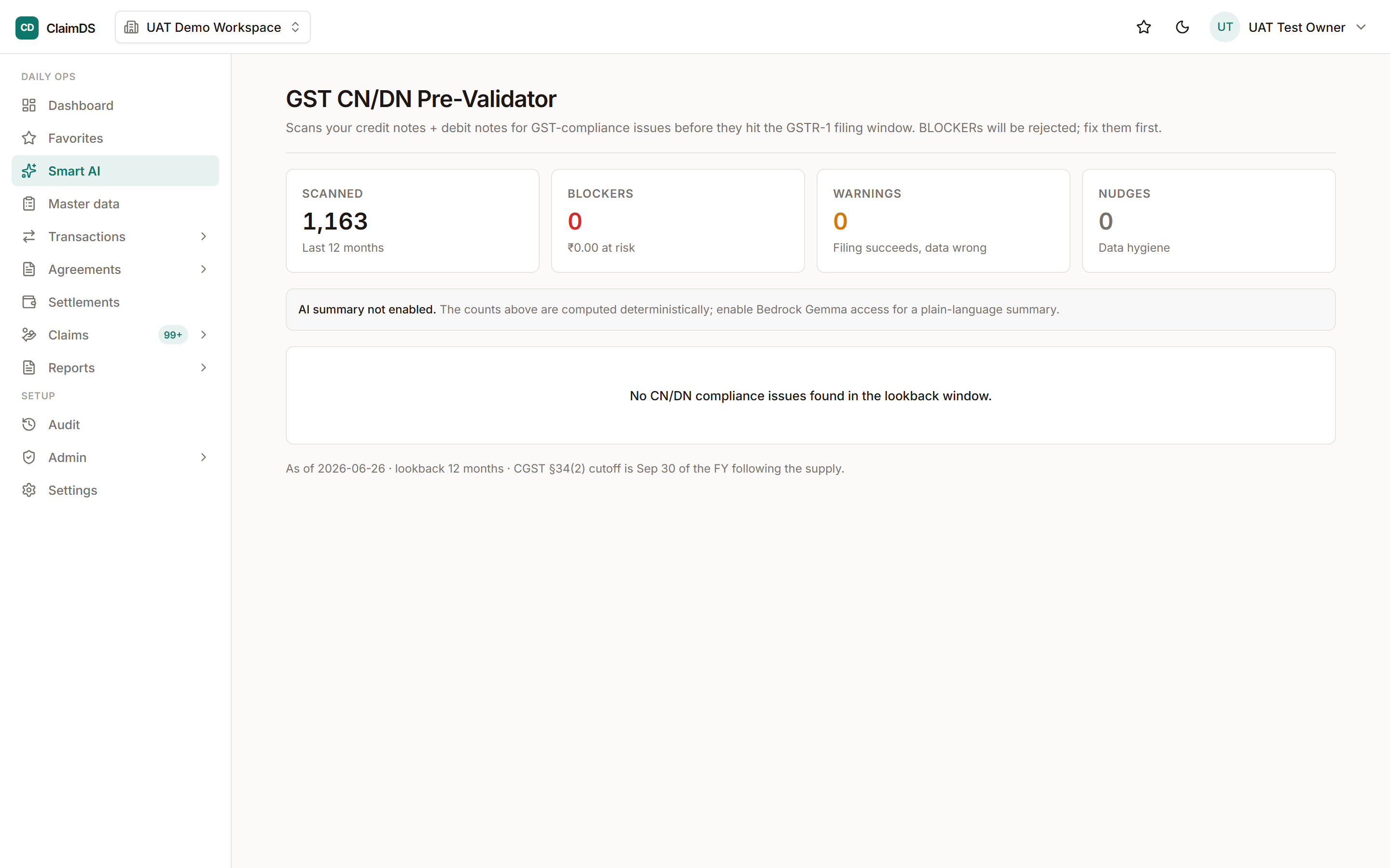 GST pre-validation in ClaimDS.